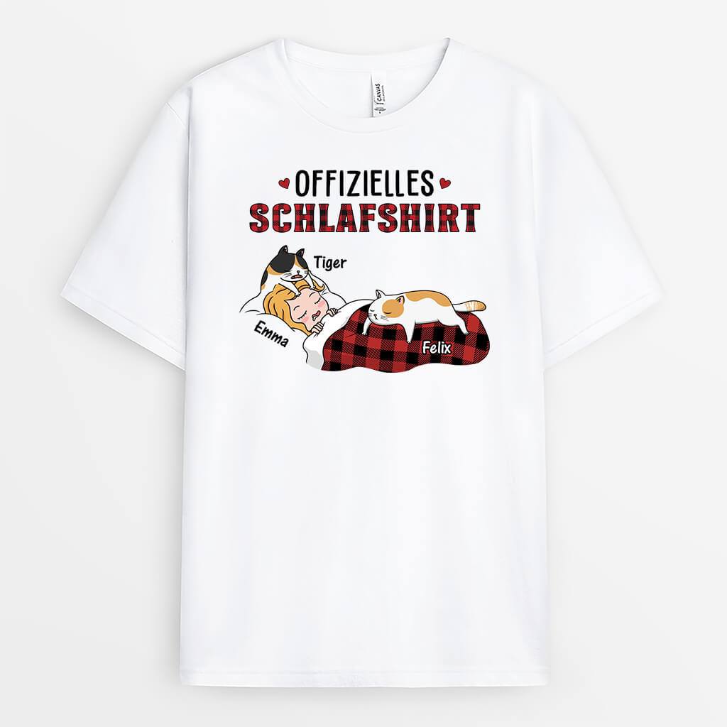 Offizielles Schlafshirt - Personalisiertes Geschenk | T-Shirt für Katzenliebhaber