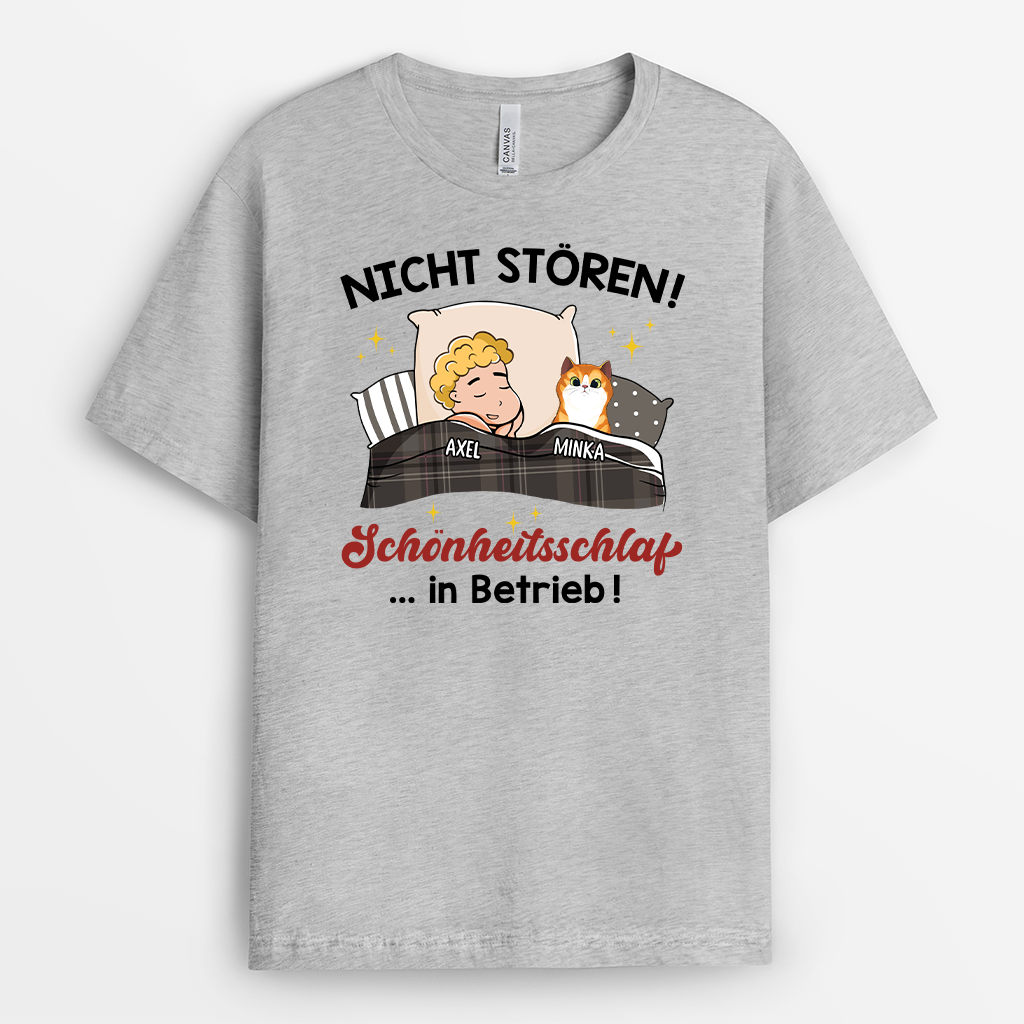 3060AGE2 nicht storen schonheitsschlaf in betrieb personalisiertes t shirt fur katzenliebhaber 3060a
