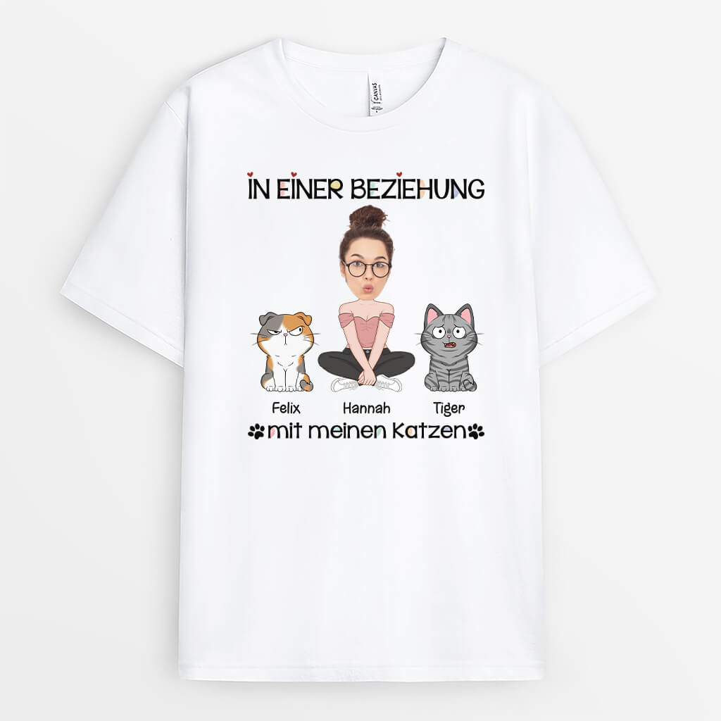 In Einer Beziehung Mit Meinen Katzen - Personalisiertes Geschenk | T-Shirt für Katzenliebhaber