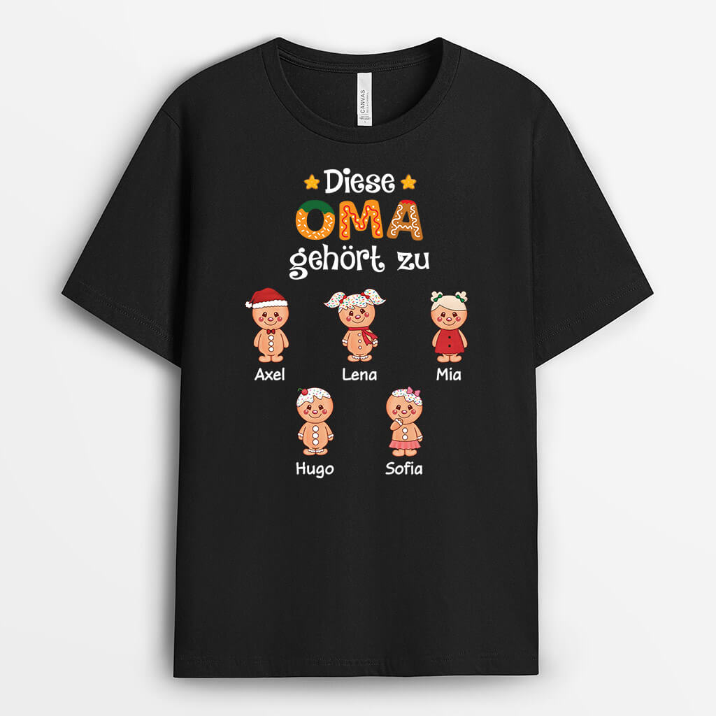 Diese Oma Gehört Zu Lebkuchenmann - Personalisiertes Geschenk | T-Shirt für Omas zu Weihnachten