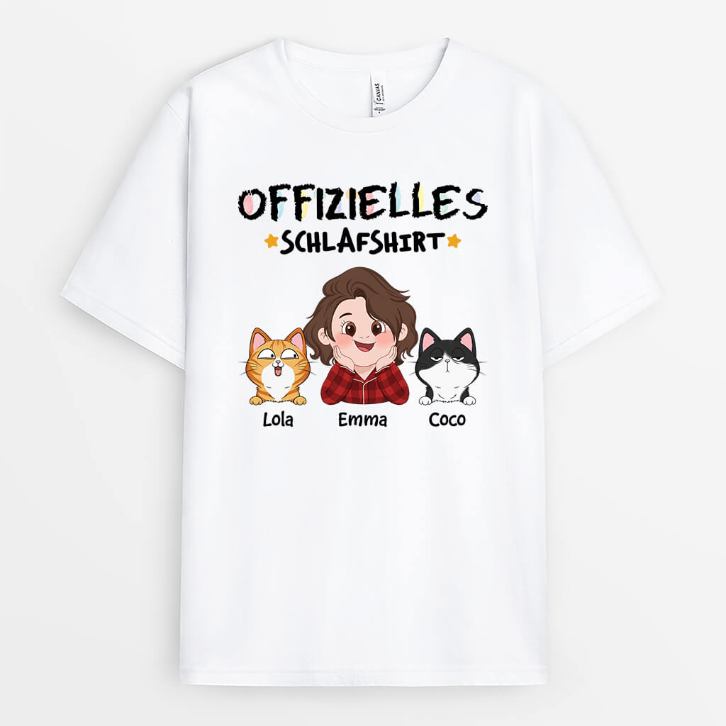 Offizielles Schlafshirt - Personalisiertes Geschenk | T-Shirt für Katzenliebhaber