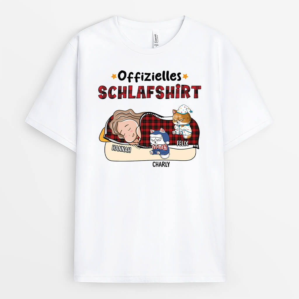 Offizielles Schlafshirt - Personalisiertes Geschenk | T-Shirt für Katzenliebhaber