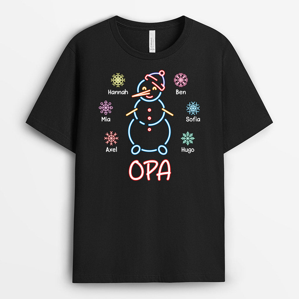 Opas/Papa Schneemann - Personalisiertes Geschenk | T-Shirt für Männer zu Weihnachten