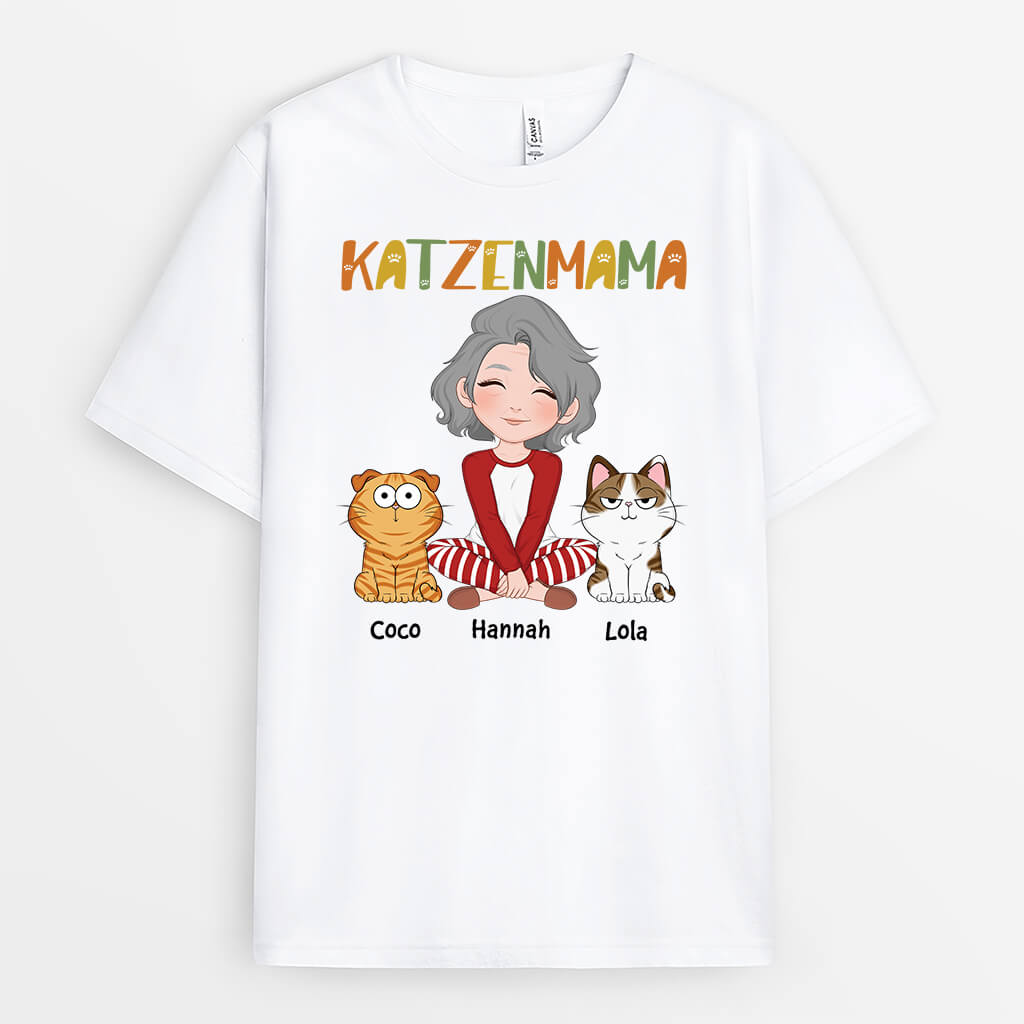 Katzenmama - Personalisiertes Geschenk | T-Shirt für Katzenliebhaber