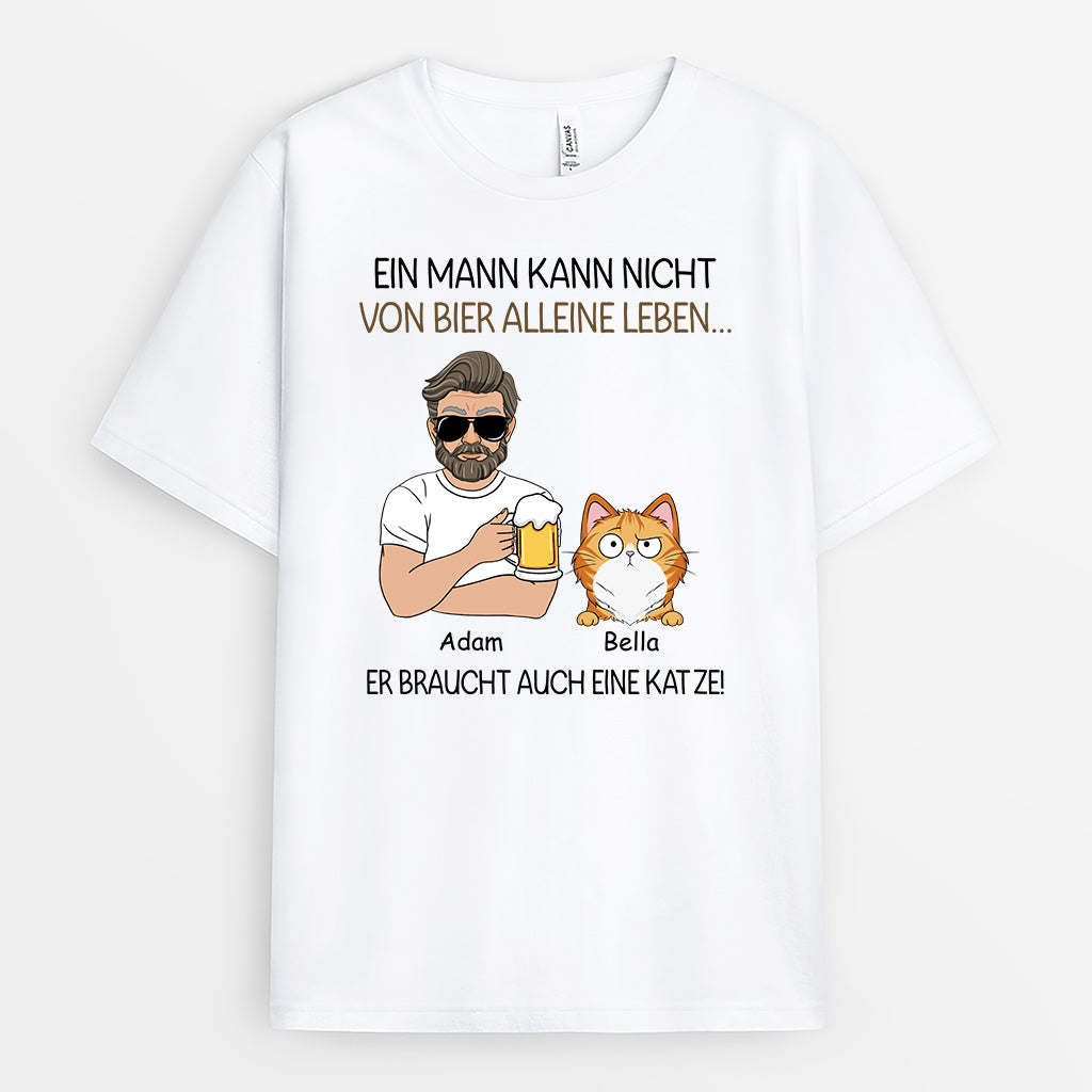 3137AGE2 ein mann kann nicht von bier alleine leben er braucht auch katzen personalisiertes t shirt fur katzenliebhaber 3137a_591e9d34 c106 46be a10b f46433510567