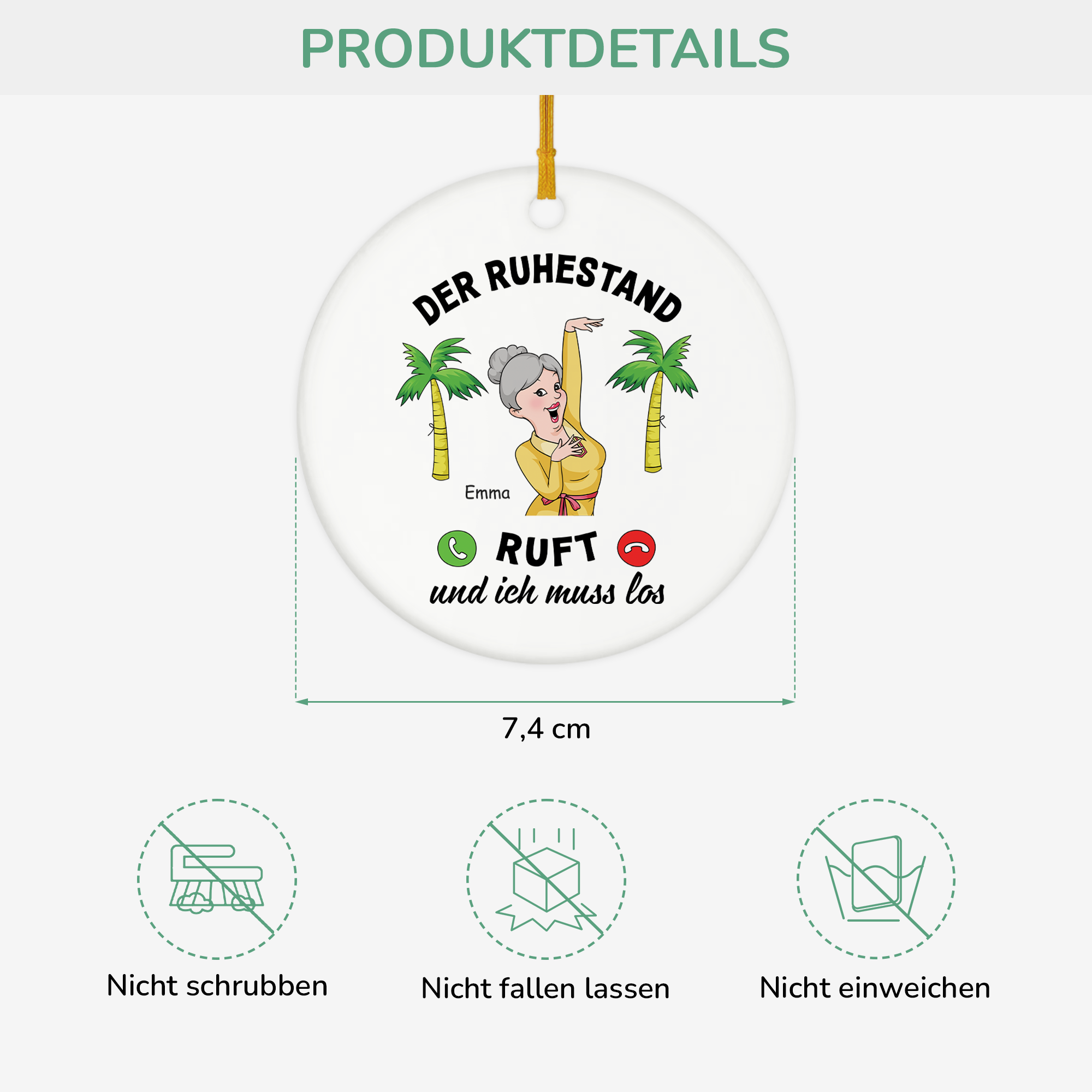 3138OGE3 der ruhestand ruft ich muss los personalisierte keramik ornamente rente frauen manner 3138O