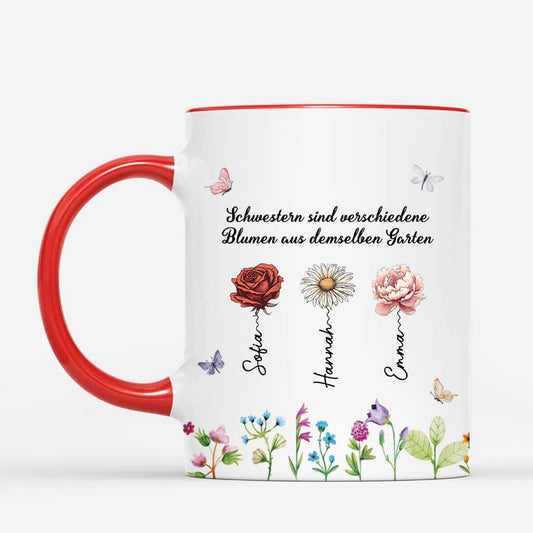 3148MGE2 schwestern sind verschiedene blumen aus demselben garten  personalisierte tasse fur freundinnen