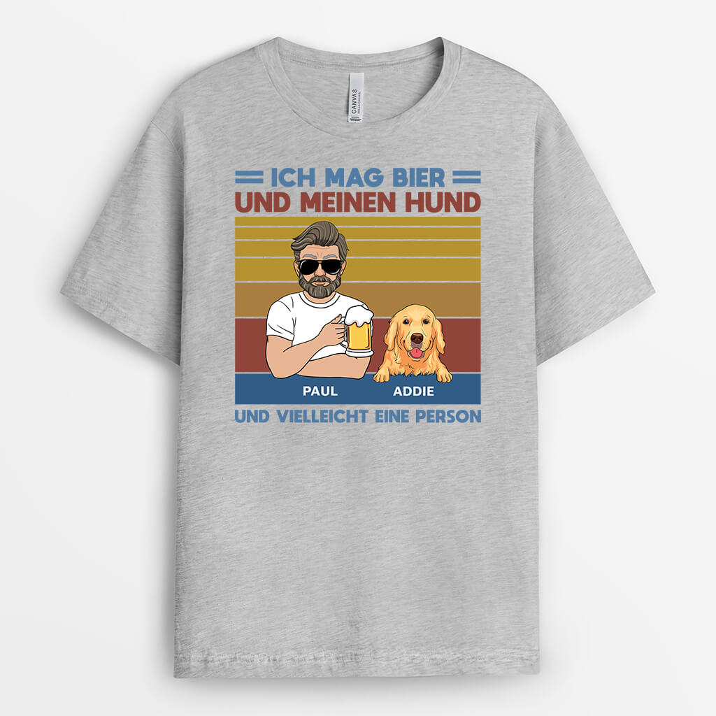 Ich Mag Bier Und Meinen Hund - Personalisiertes Geschenk | T-Shirt für Hundeliebhaber