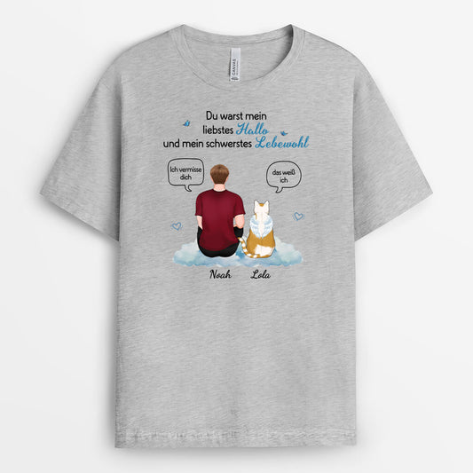3172AGE2 du warst mein liebstes hallo und mein schwerstes lebewohl  personalisiertes t shirt fur katzenliebhaber