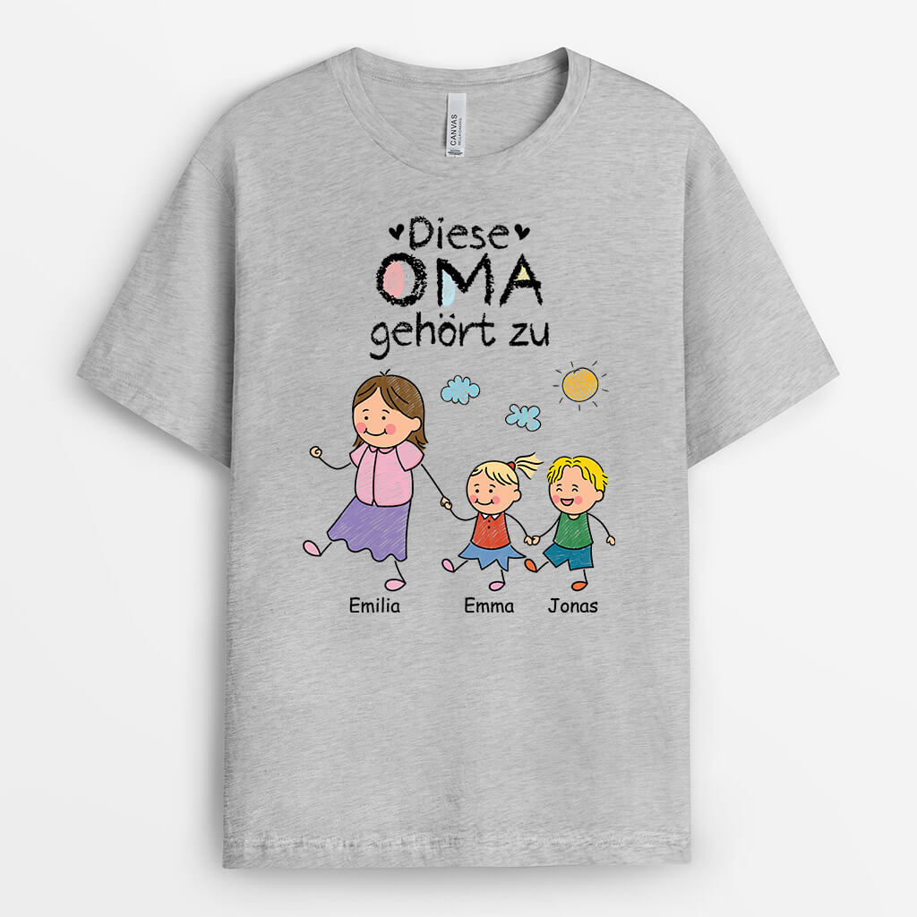 Diese Oma/Mama Gehört Zu Hand in Hand - Personalisiertes Geschenk | T-Shirt für Damen