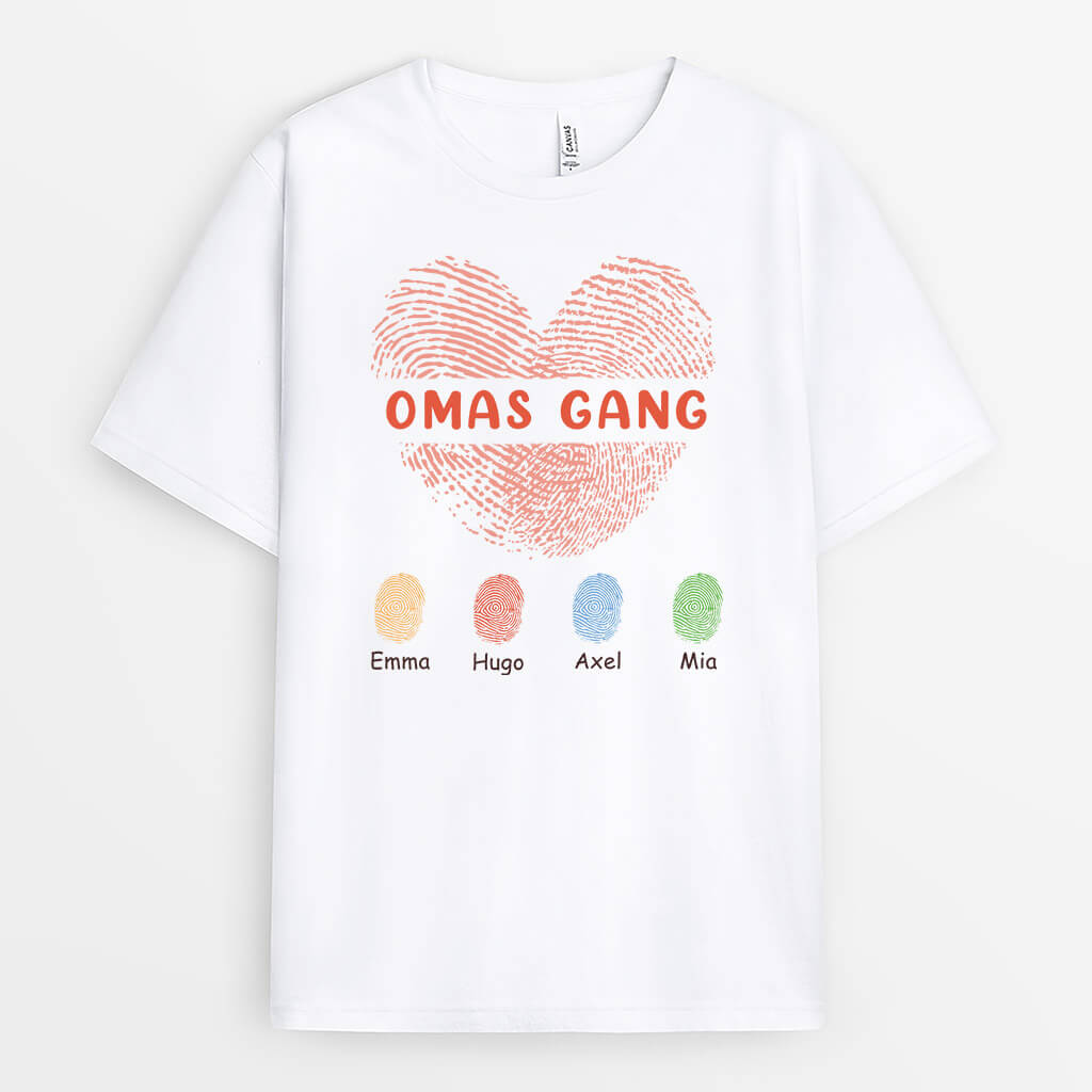 Omas/Mamas Bande Fingerabdruck - Personalisiertes Geschenk | T-Shirt für Damen