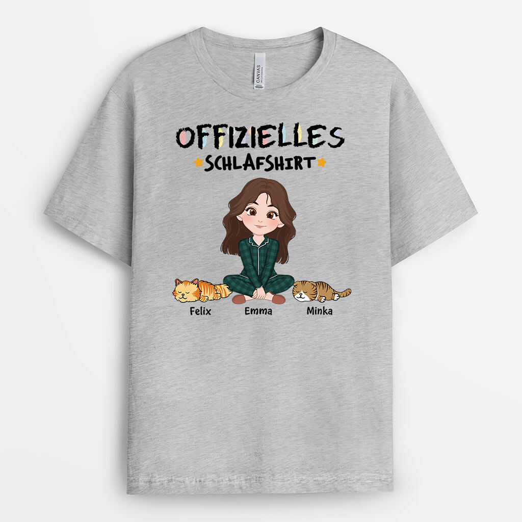 Offizielles Schlafshirt - Personalisiertes Geschenk | T-Shirt für Katzenliebhaber