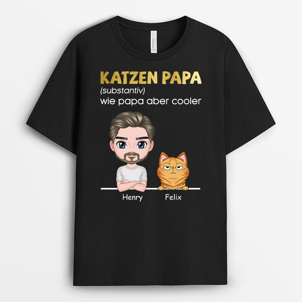 Definition Katzenpapa - Perrsonalisiertes Geschenk | T-Shirt für Katzenliebhaber