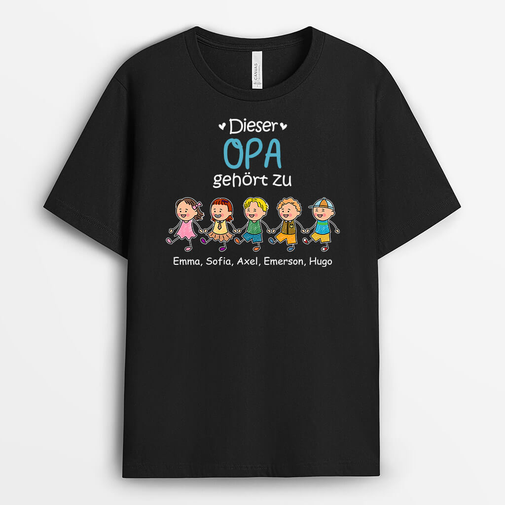 Dieser Opa/Papa Gehört Zu Hand in Hand - Personalisiertes Geschenk | T-Shirt für Männer