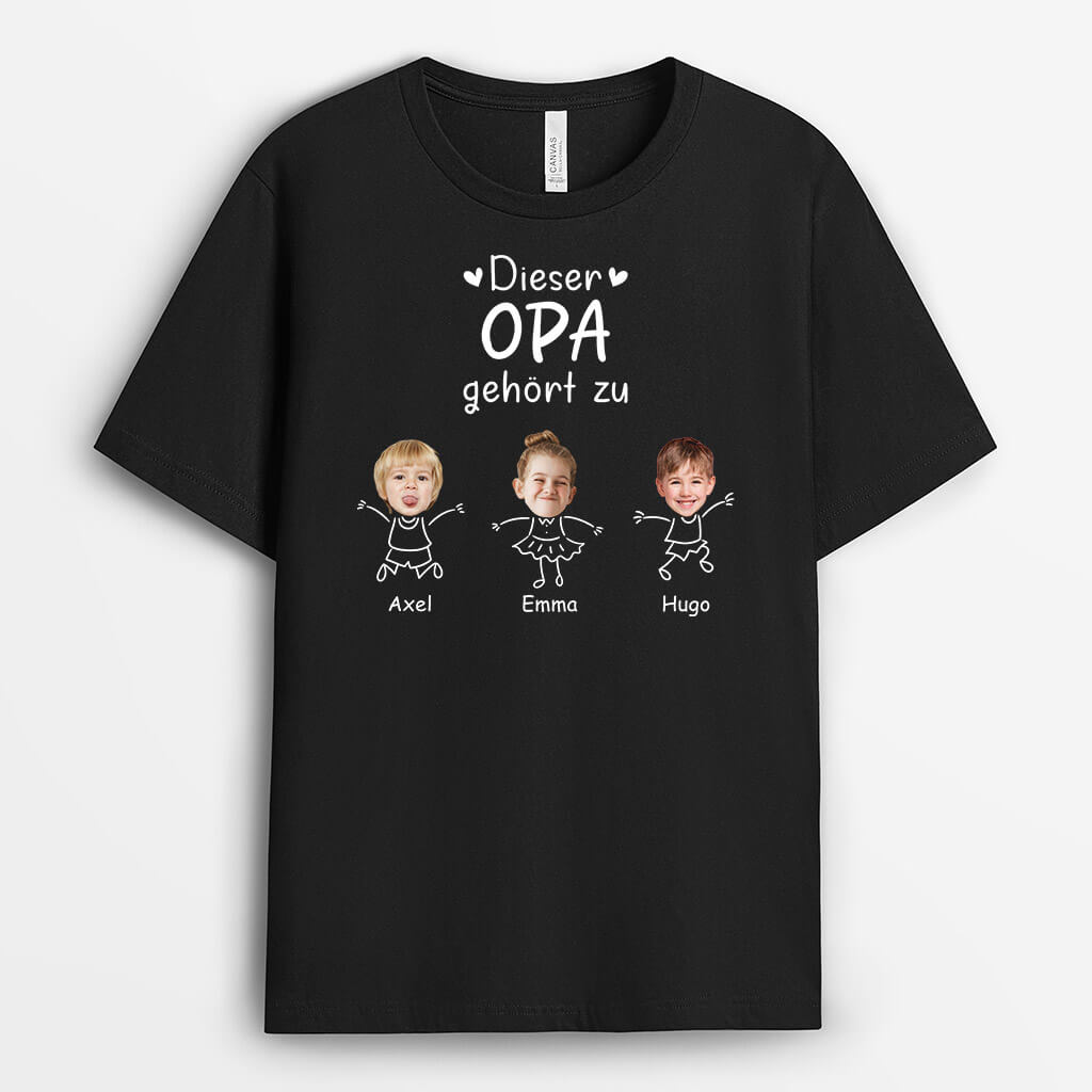 Dieser Opa/Papa Gehört Zu - Personalisiertes Geschenk | T-Shirt mit Gesicht für Männer