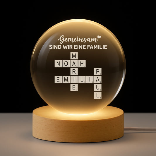 3221LGE1 zusammen sind wir eine familie personalisierte geschenke familie  kristallkugel 3221l6f5i