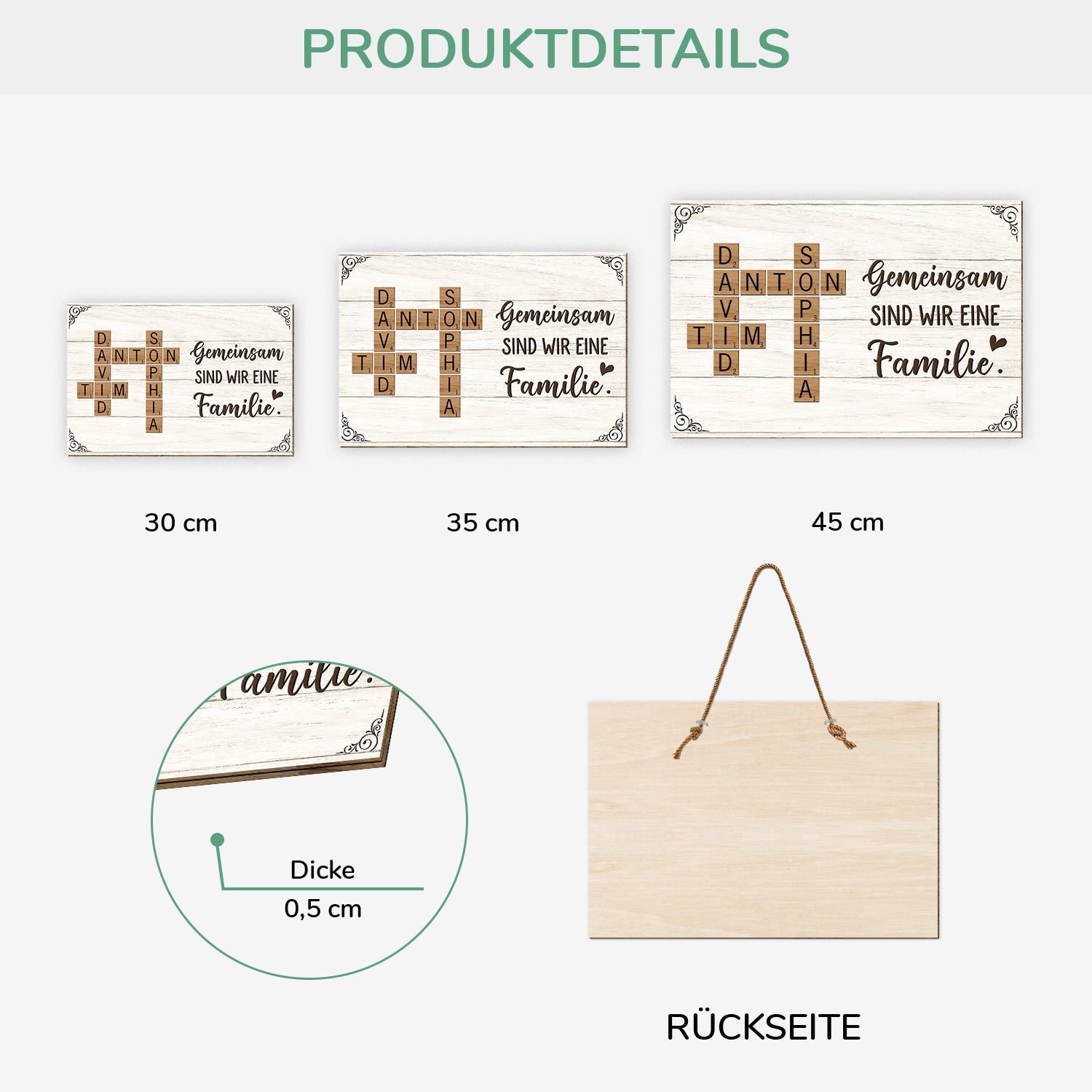 3221QGE3 zusammen sind wir eine familie personalisierte geschenke familie  turschild holz 3221q6f5i