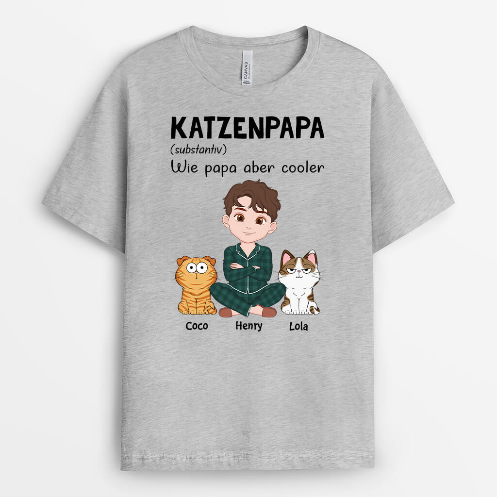 Definition Katzenpapa - Personalisiertes Geschenk | T-Shirt für Katzenliebhaber