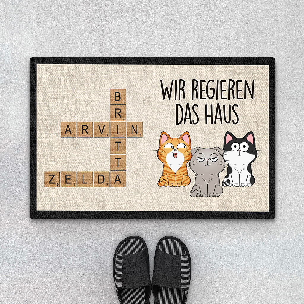 Wir Regieren Das Haus - Personalisiertes Geschenk | Fußmatte für Katzenliebhaber