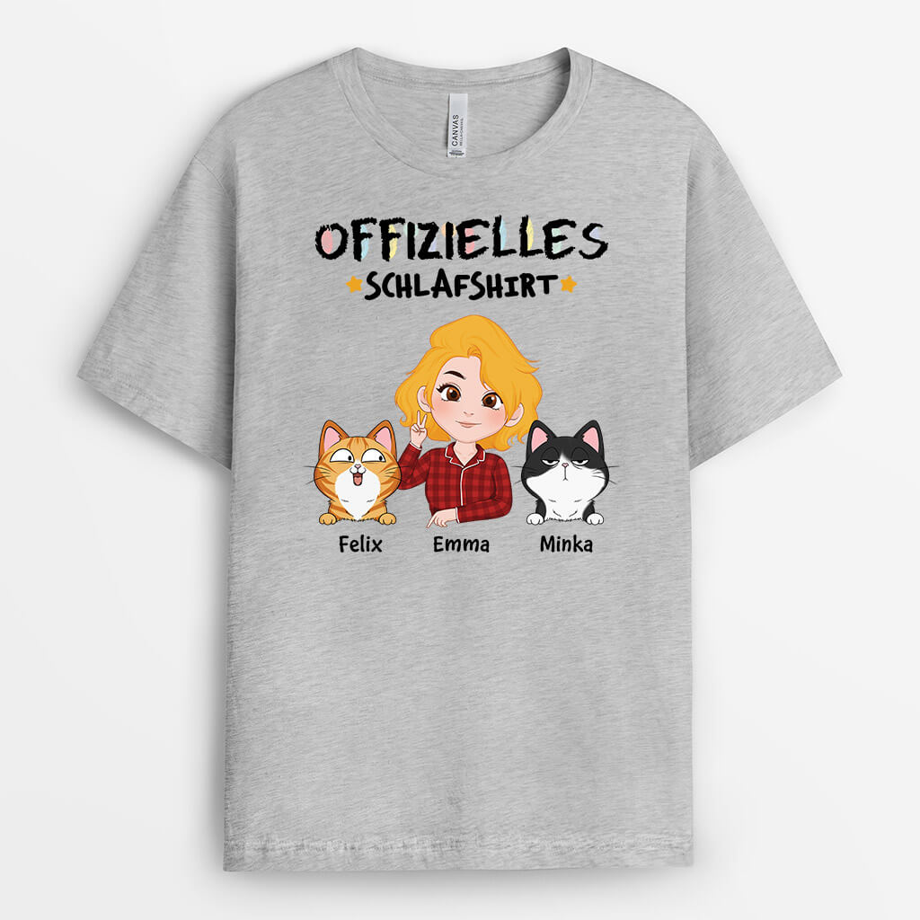 Offizielles Schlafshirt - Personalisiertes Geschenk | T-Shirt für Katzenliebhaber