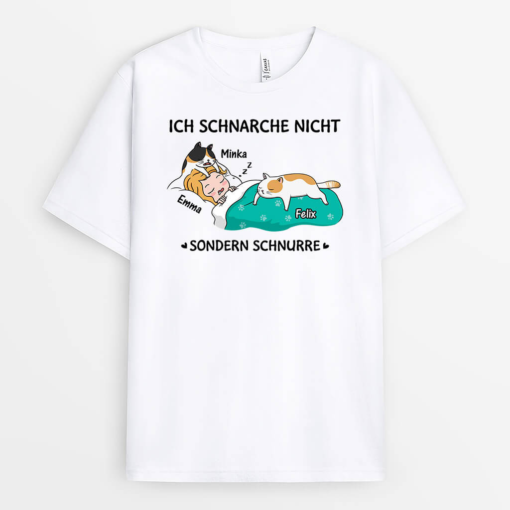 Ich Schnarche Nicht, Sondern Schnurre - Personalisierte Geschenke | T-Shirt für Katzenliebhaber