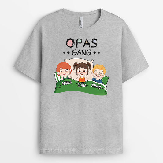 3286AGE2 omas mamas bande im bett  personalisiertes t shirt fur damen