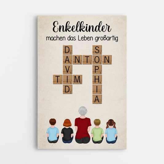 3289CGE1 enkelkinder machen das leben grossartiger kreuzwortratsel  personalisierte leinwand oma