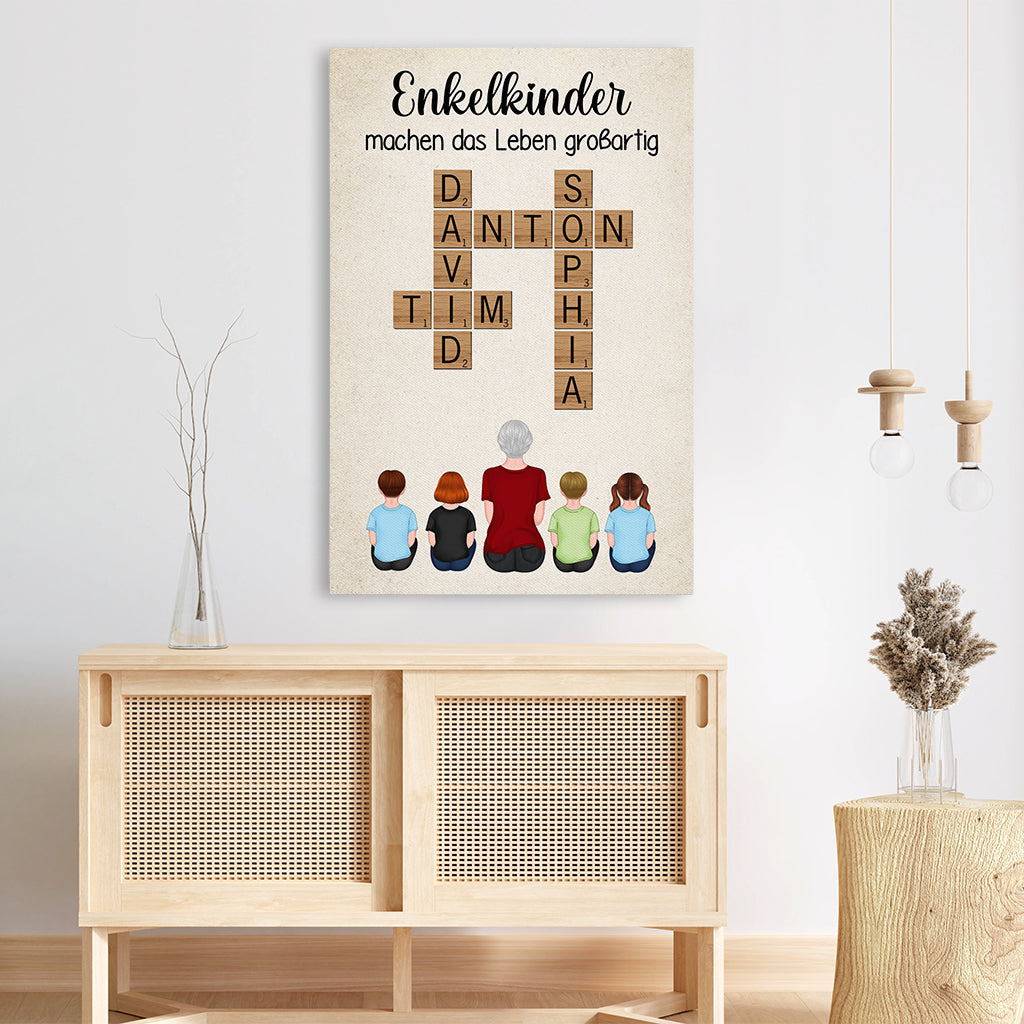 3289CGE3 enkelkinder machen das leben grossartiger kreuzwortratsel  personalisierte leinwand oma