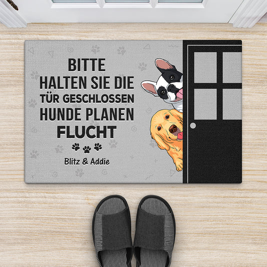 3308DGE2 bitte halten sie die tur geschlossen lustige fussmatte personalisiert hund_ 3308D5M5C