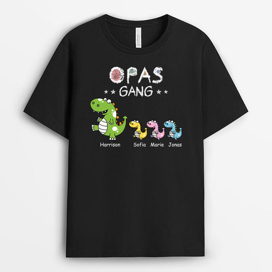 3312AGE1 opas papas bande dinosaurier buntstift  schwarzes t shirt fur manner personalisieren