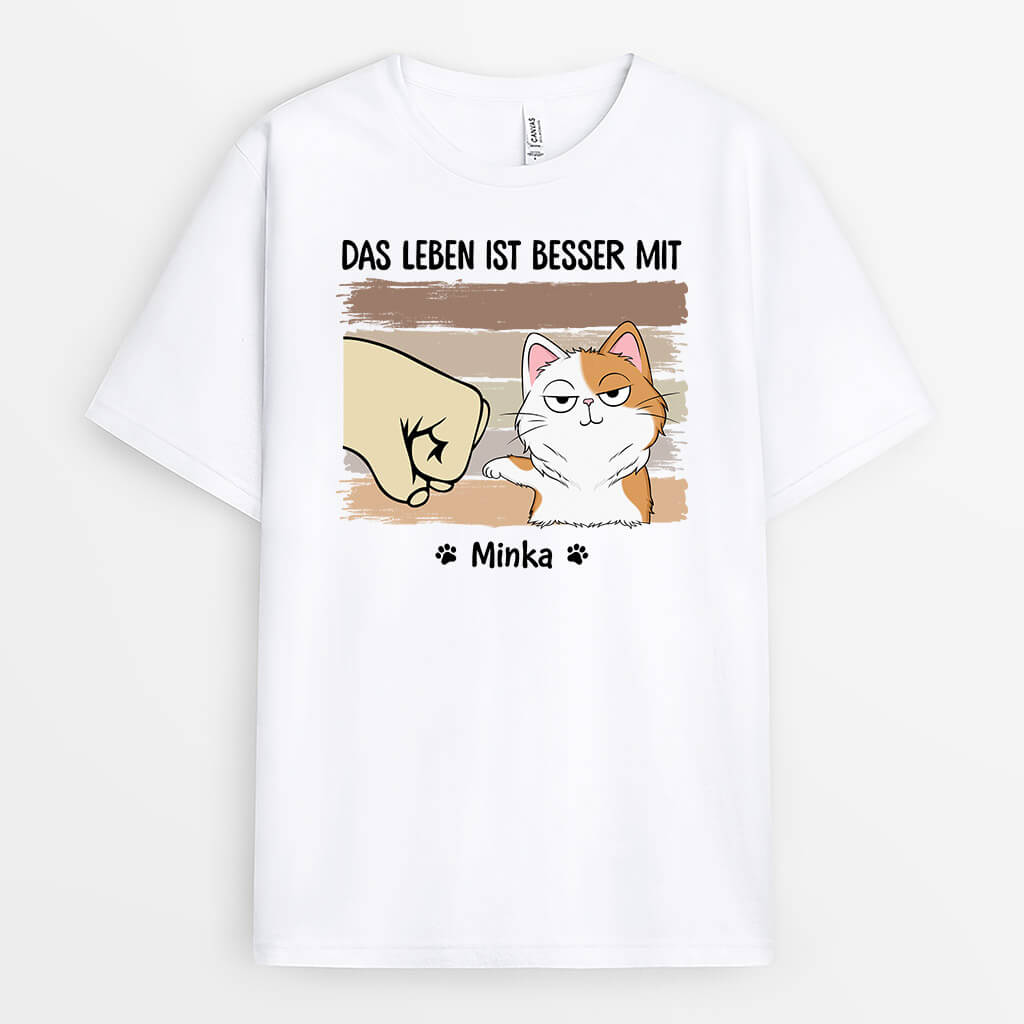 Das Leben Ist Besser Mit Katzen - Personalisiertes Geschenk | T-shirt für Katzenliebhaber