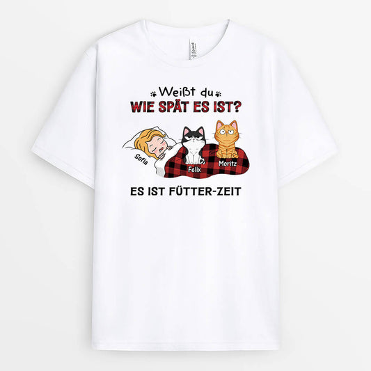 3318AGE1 weisst du wie spat es ist  lustiges t shirt fur katzenliebhaber personalisieren