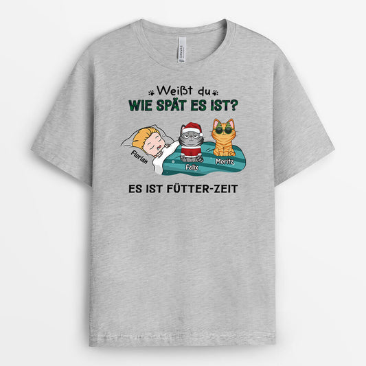 3318AGE2 weisst du wie spat es ist  lustiges t shirt fur katzenliebhaber personalisieren