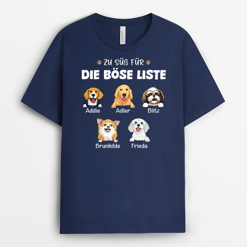 Zu Süß Für Die Böse Liste - Personalisiertes Geschenk | T-Shirt für Hundebesitzer