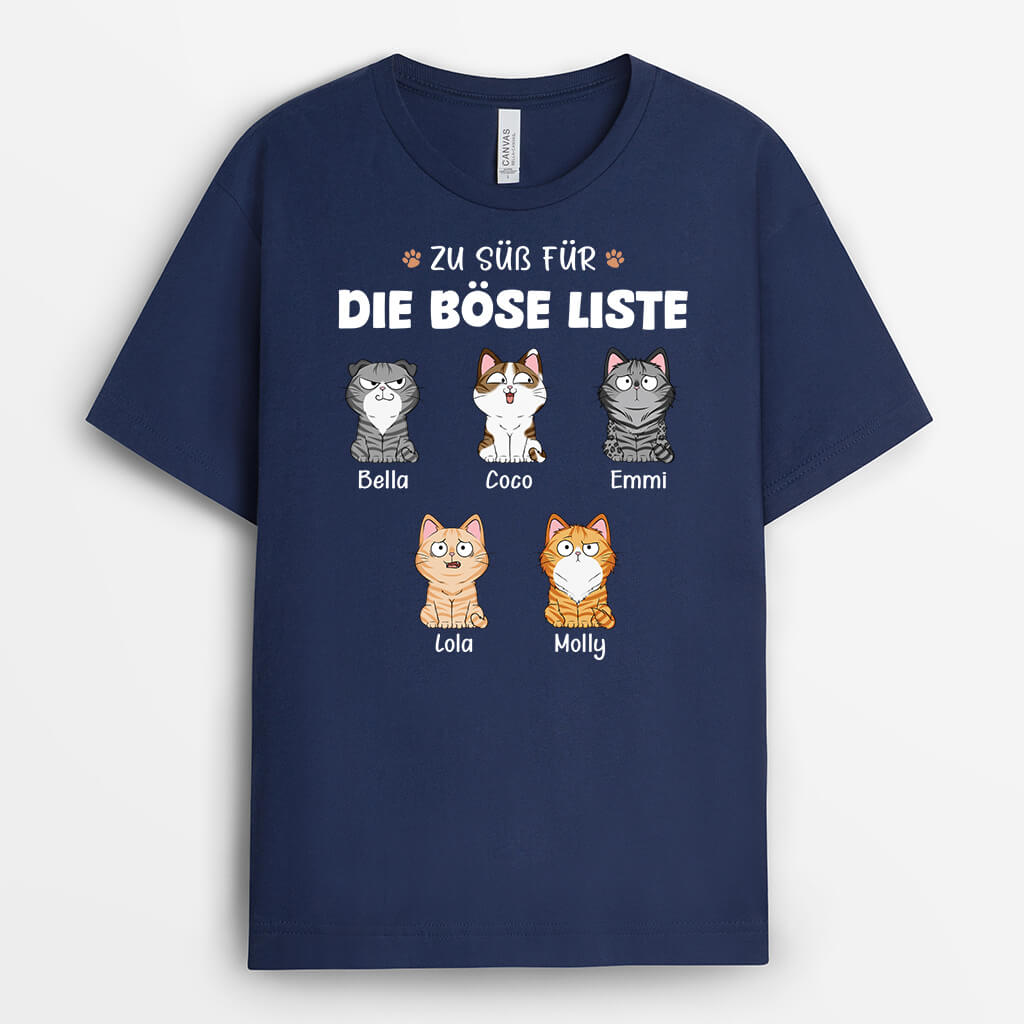 Zu Süß Für Die Böse Liste - Personalisiertes Geschenk | T-Shirt für Katzenbesitzer