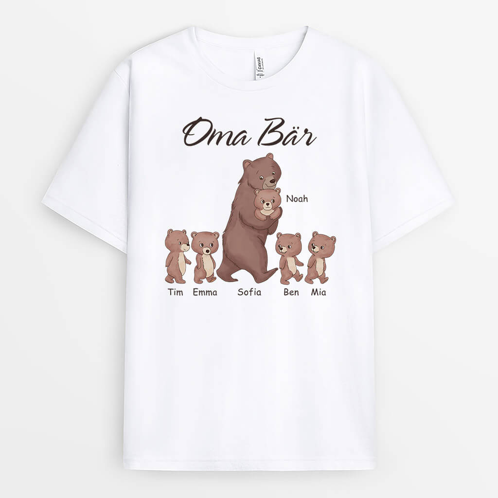 Mama Oma Bär - Personalisiertes Geschenk | Weißes T-Shirt für Frauen