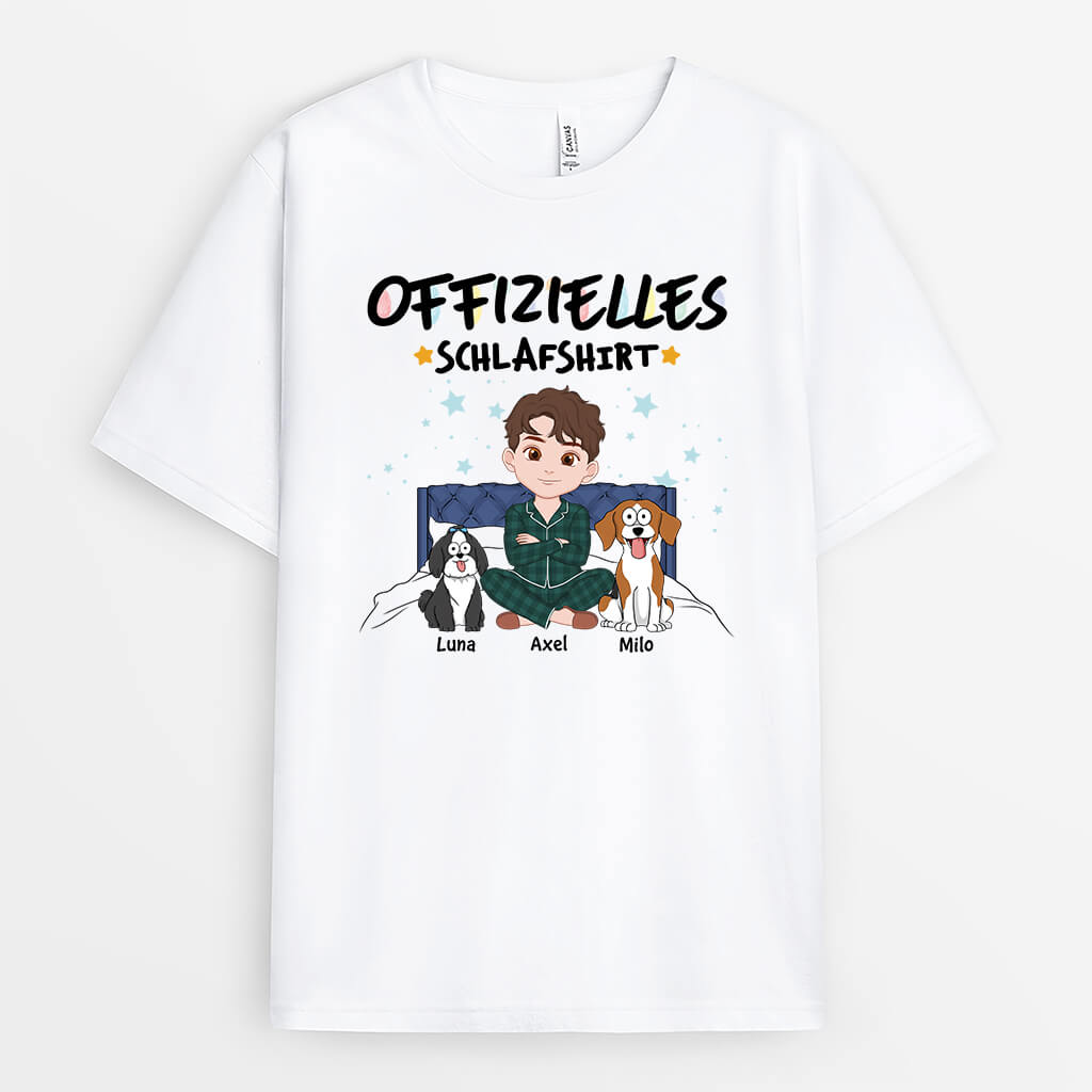 3359AGE1 offizielles schlafshirt der mensch und hunde setzen sich auf das bett  personalisiertes t shirt fur hundeliebhaber