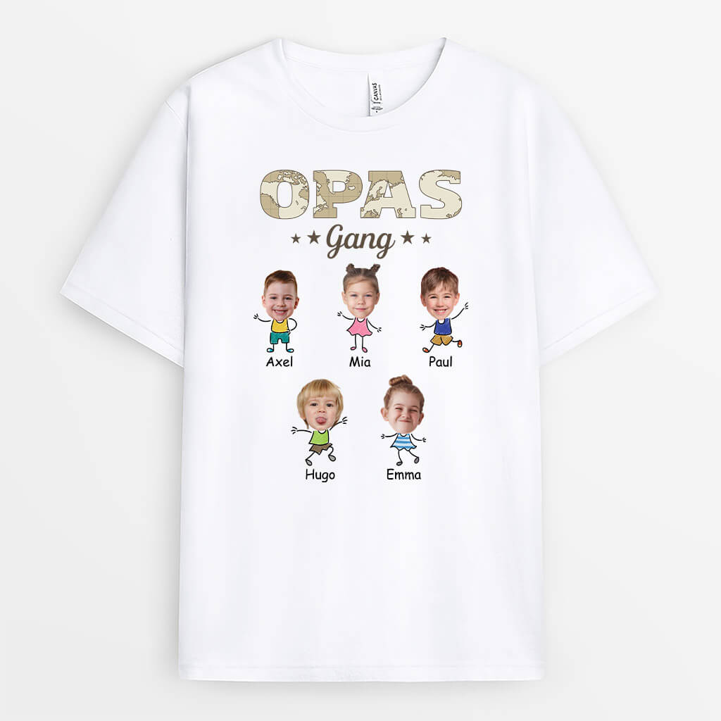 Opas/Papas Bande Karte - Personalisiertes Geschenk | T-Shirt für Männer mit Fotos