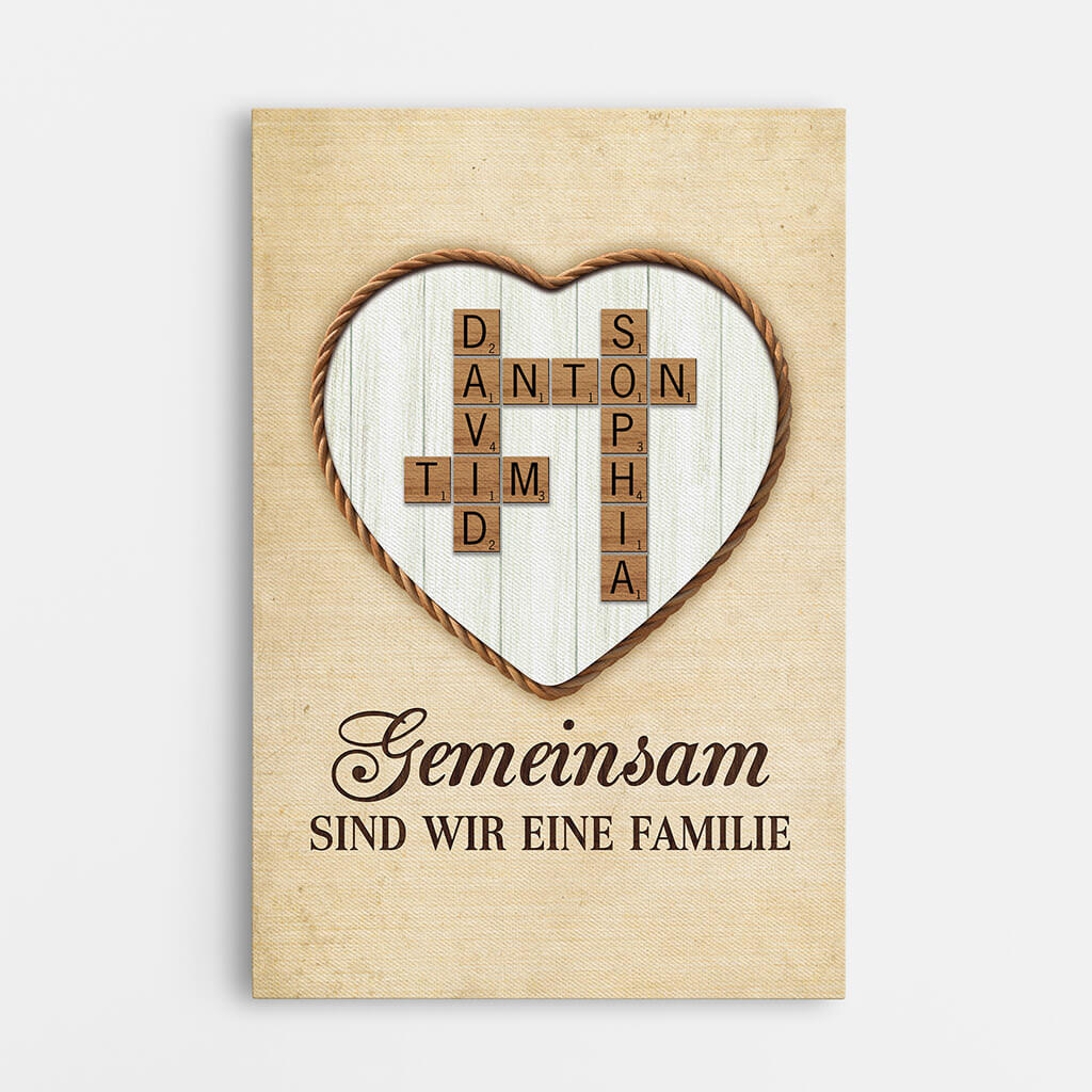 Gemeinsam Sind Wir Eine Familie Das Herz - Personalisiertes Geschenk | Leinwand für die Familie