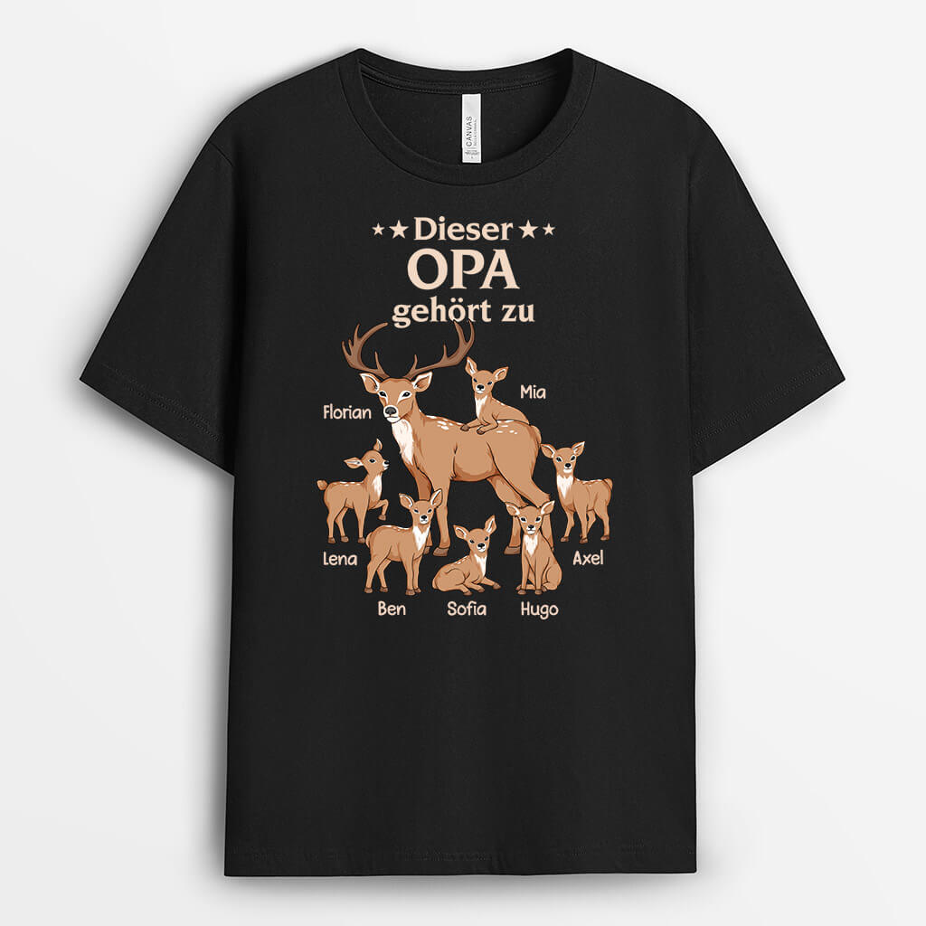 Dieser Opa/Papa Gehört Zu Hirsche - Personalisiertes Geschenk | T-Shirt für Männer