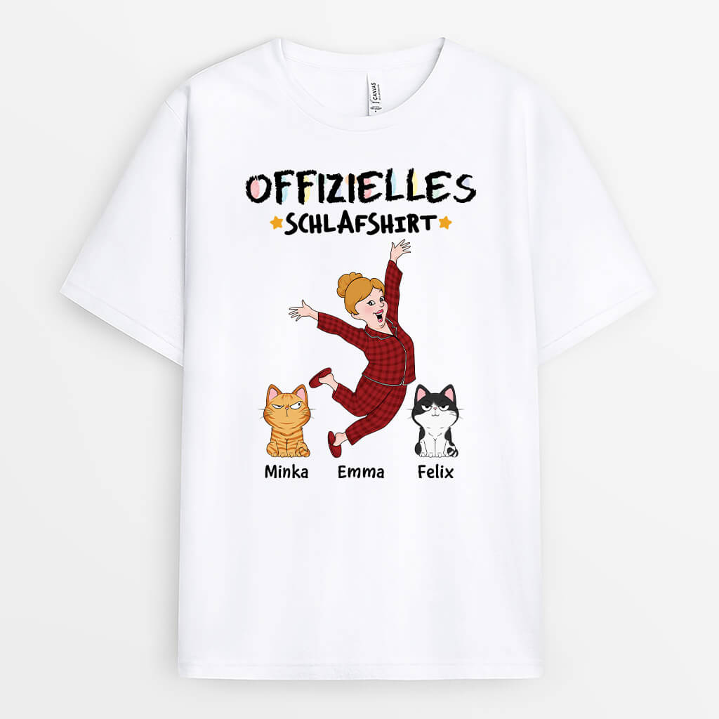 Offizielles Schlafshirt - Personalisiertes Geschenk | Lustiges T-Shirt für Katzenliebhaber