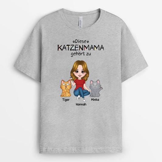 3412AGE2 diese katzenmama gehort zu  personalisiertes t shirt fur katzenliebhaber mit sussen katzen