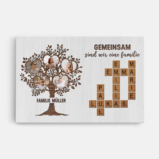 3438CGE1 die liebe innerhalb der familie ist ewig kreuzwortratsel  personalisierte leinwand fur die familie mit fotos