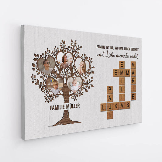 3438CGE2 die liebe innerhalb der familie ist ewig kreuzwortratsel  personalisierte leinwand fur die familie mit fotos