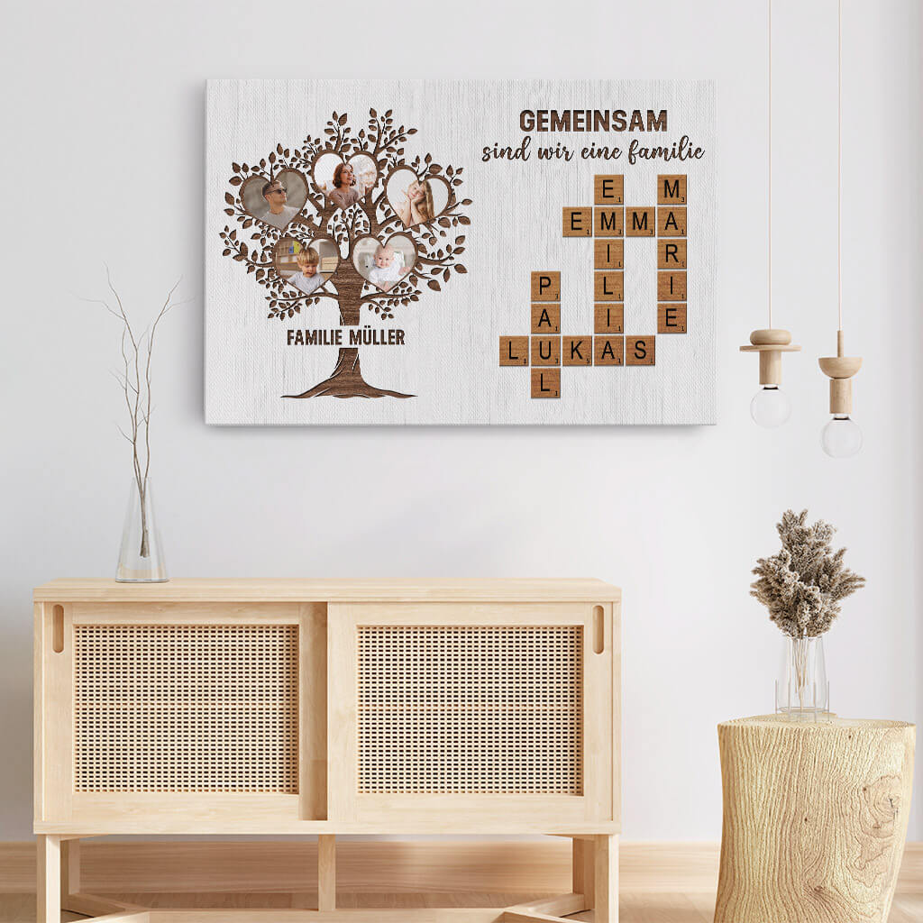 3438CGE3 die liebe innerhalb der familie ist ewig kreuzwortratsel  personalisierte leinwand fur die familie mit fotos