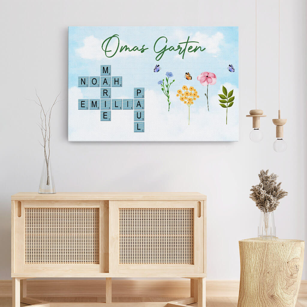 3439CGE3 omas garten kreuzwortratsel  personalisierte leinwand fur omas