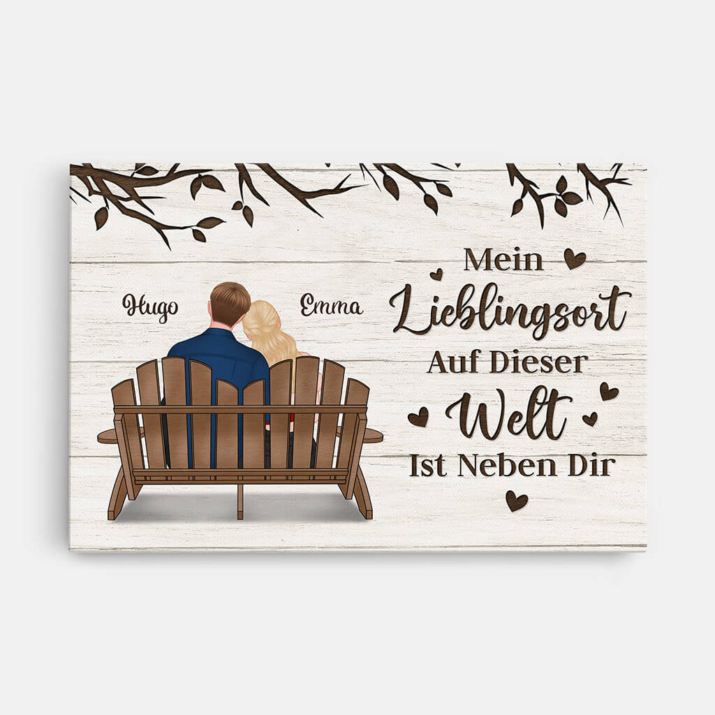 Mein Lieblingsort Auf Dieser Welt Ist Neben Dir - Personalisiertes Geschenk | Leinwand für Paare