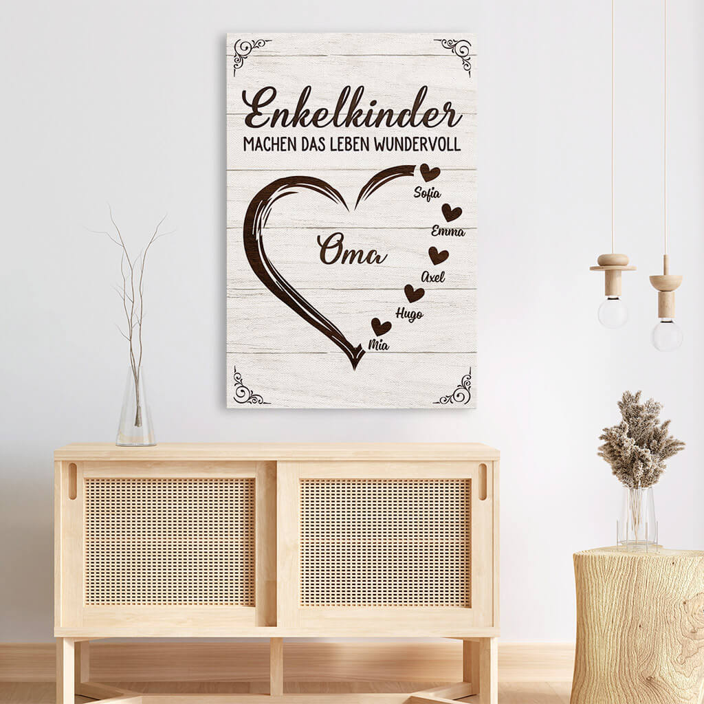 3443CGE3 enkelkinder machen das leben wundervoll das grosse herz  personalisierte leinwand fur omas