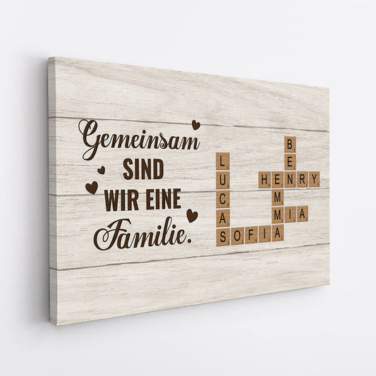 3444CGE2 gemeinsam sind wir eine familie kreuzwortratsel  personalisierte familienleinwand