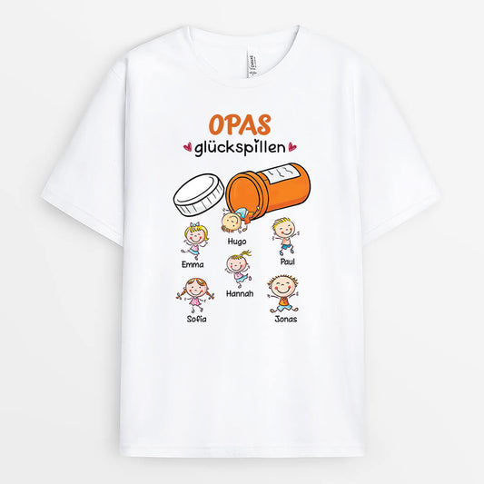 3453AGE1 opas gluckspillen  personalisiertes t shirt fur opas mit kinder cartoon